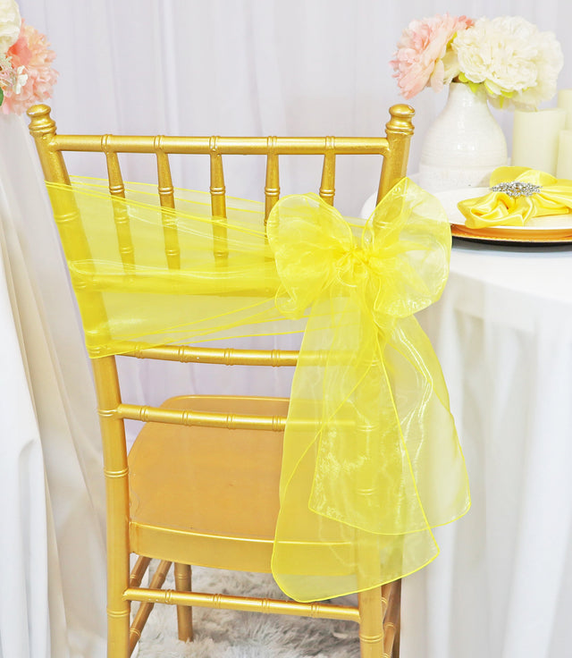 Organza Chair Sash Sample 8x108 Canary Yellow