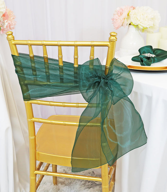 Organza Chair Sash 8x108 Hunter Green/Holly Green