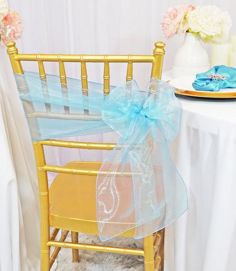 Organza Chair Sash Sample 8x108 Baby Blue