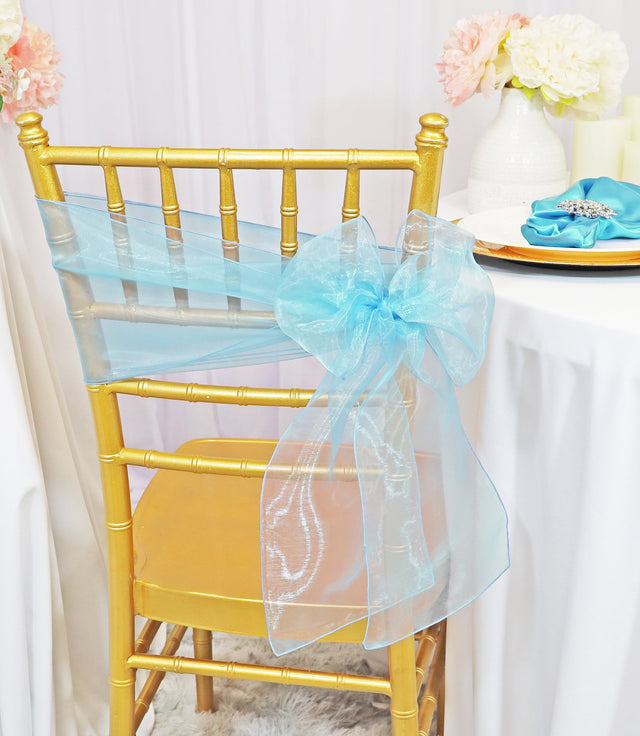 Organza Chair Sash Sample 8x108 Baby Blue