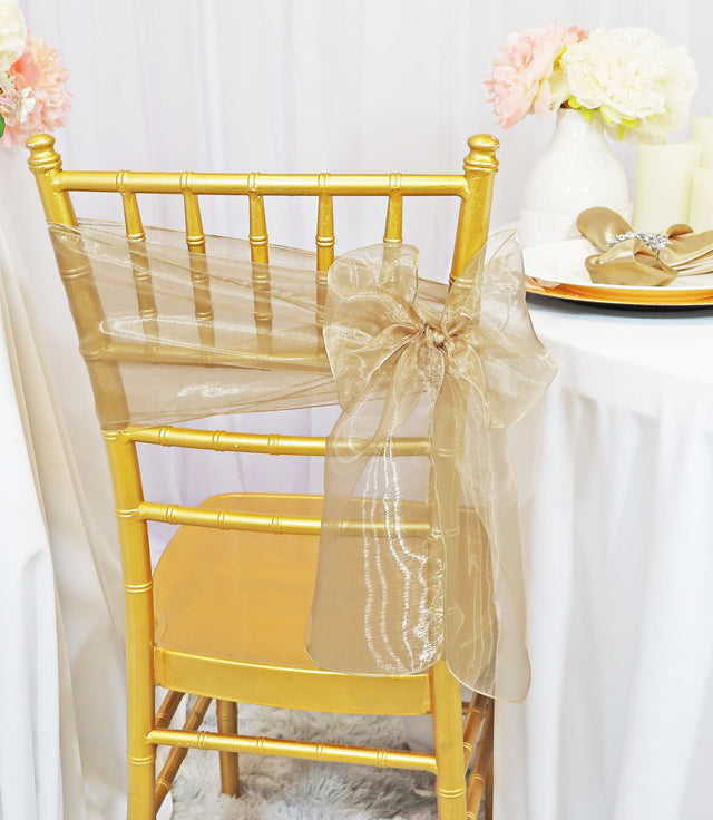 Organza Chair Sash 8x108 Champagne