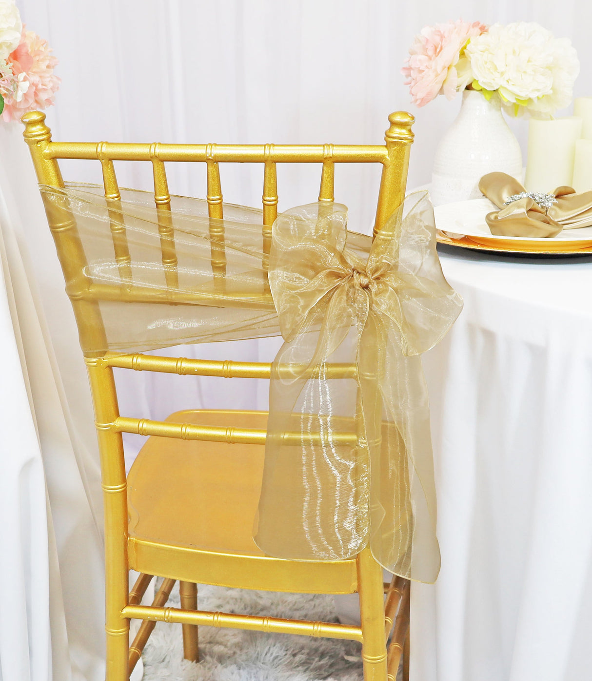 Organza Chair Sash Sample Antique Gold