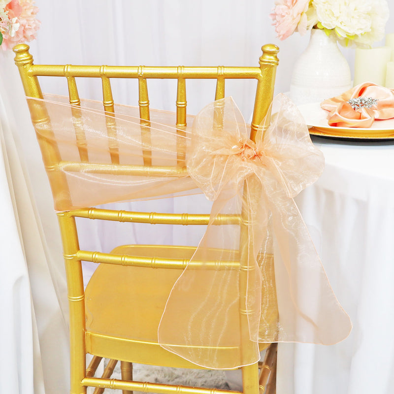 Organza Chair Sash Sample Apricot 8x108