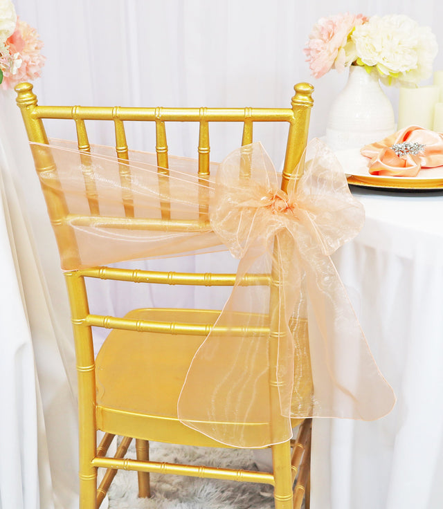 Organza Chair Sash Sample Apricot 8x108
