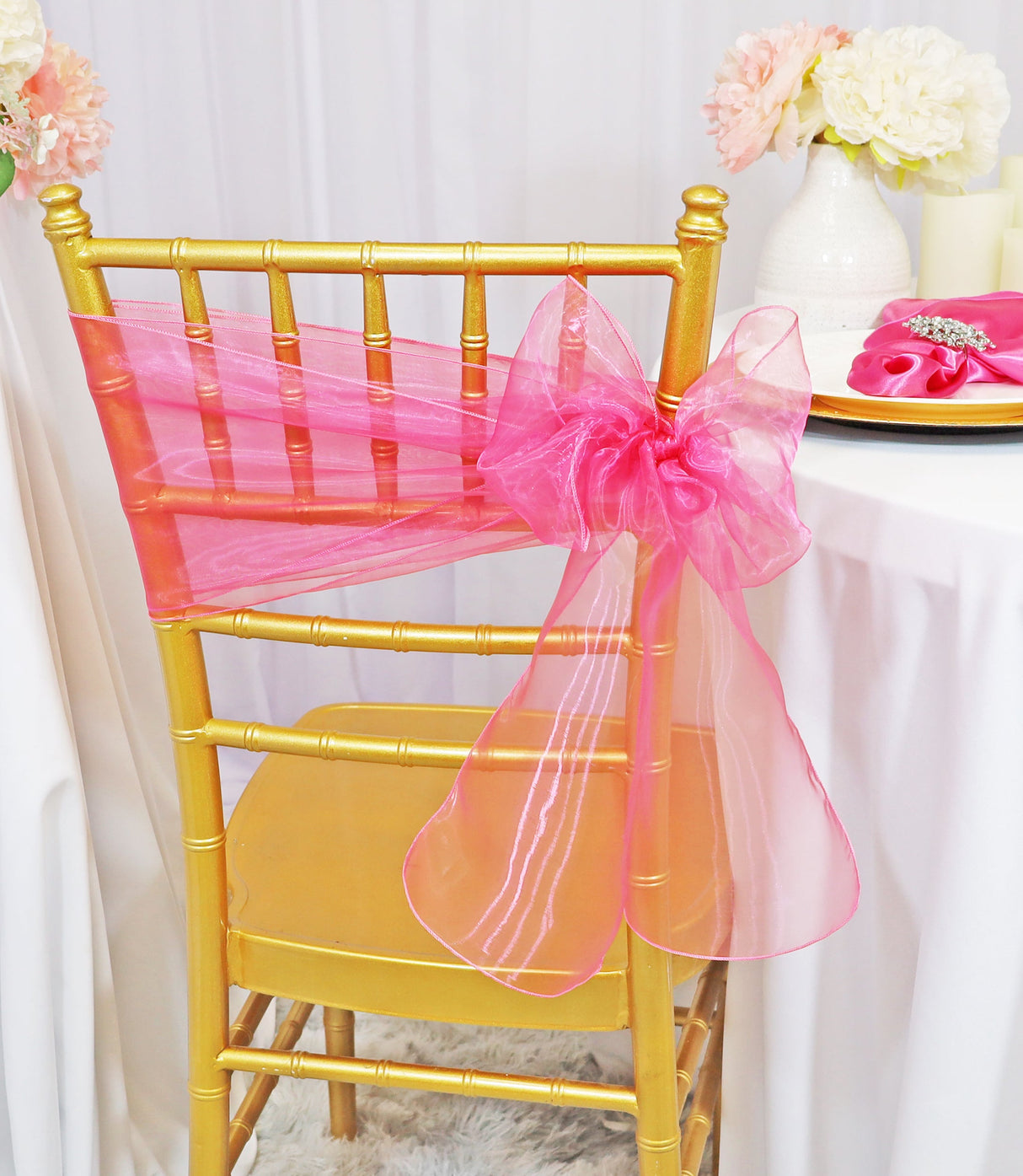 Organza Chair Sash Bubble Gum 8x108