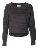 Sudadera Odyssey de forro polar de alto rendimiento con rayas y cuello redondo asimétrico para mujer