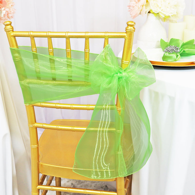 Organza Chair Sash Sample 8x108 Apple Green