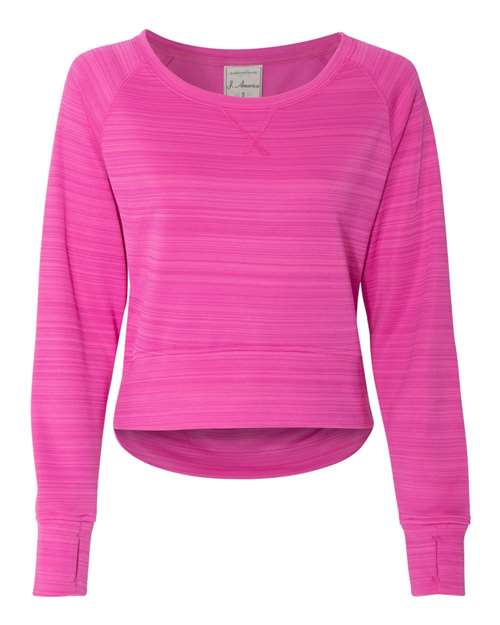 Women's Odyssey Striped Performance Fleece Hi-Low Crewneck Sweatshirt