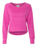 Sudadera Odyssey de forro polar de alto rendimiento con rayas y cuello redondo asimétrico para mujer