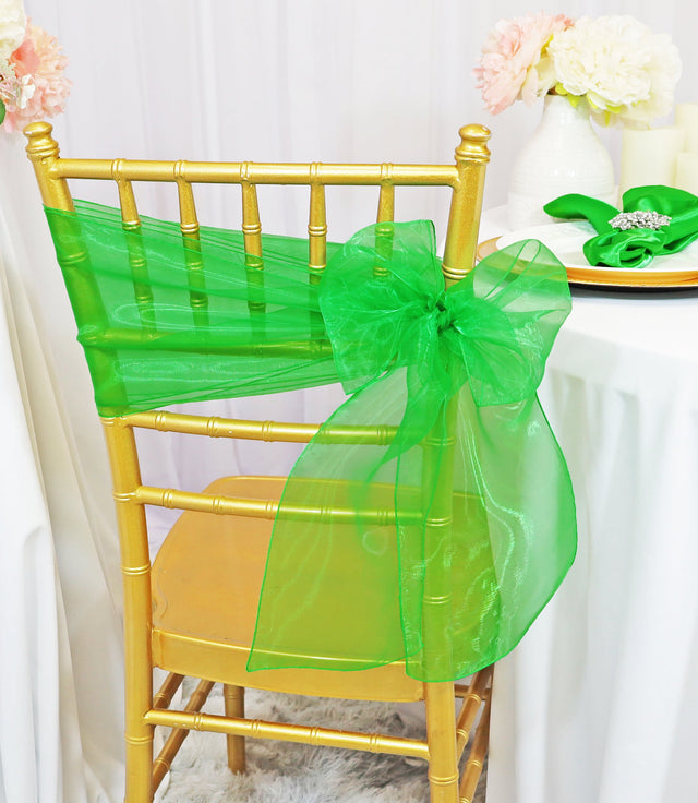 Organza Chair Sash 8x108 Emerald Green