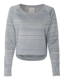 Sudadera Odyssey de forro polar de alto rendimiento con rayas y cuello redondo asimétrico para mujer