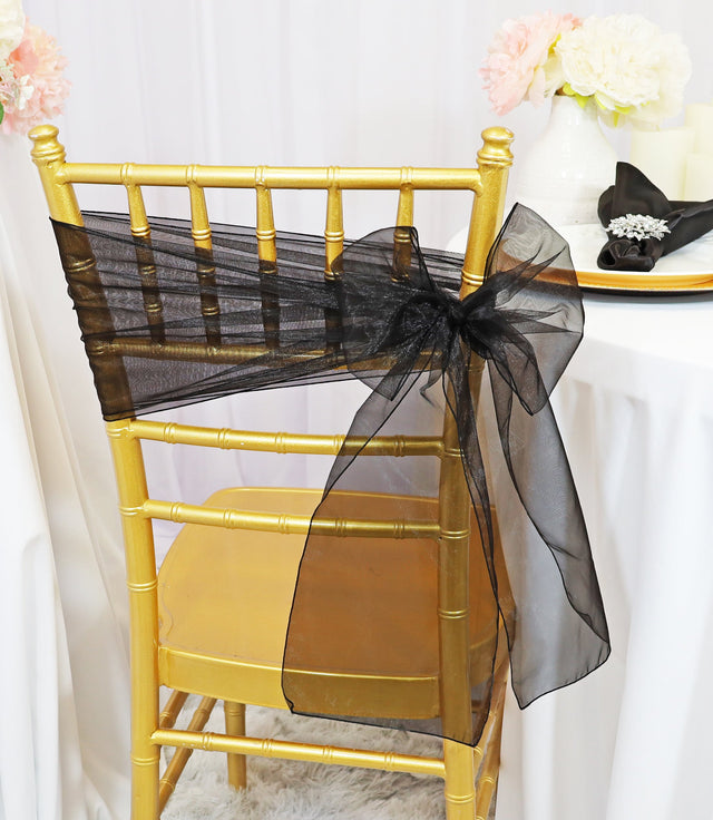 Organza Chair Sash Black 8x108
