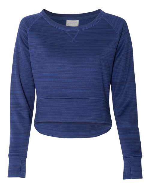 Women's Odyssey Striped Performance Fleece Hi-Low Crewneck Sweatshirt