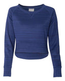 Sudadera Odyssey de forro polar de alto rendimiento con rayas y cuello redondo asimétrico para mujer