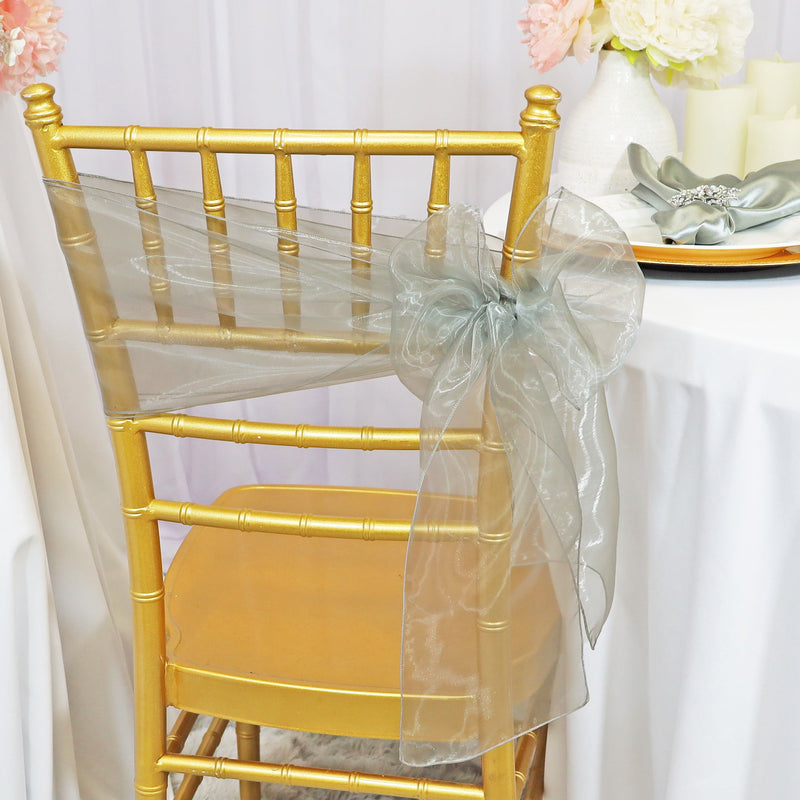 Organza Chair Sash Sample 8x108 Silver