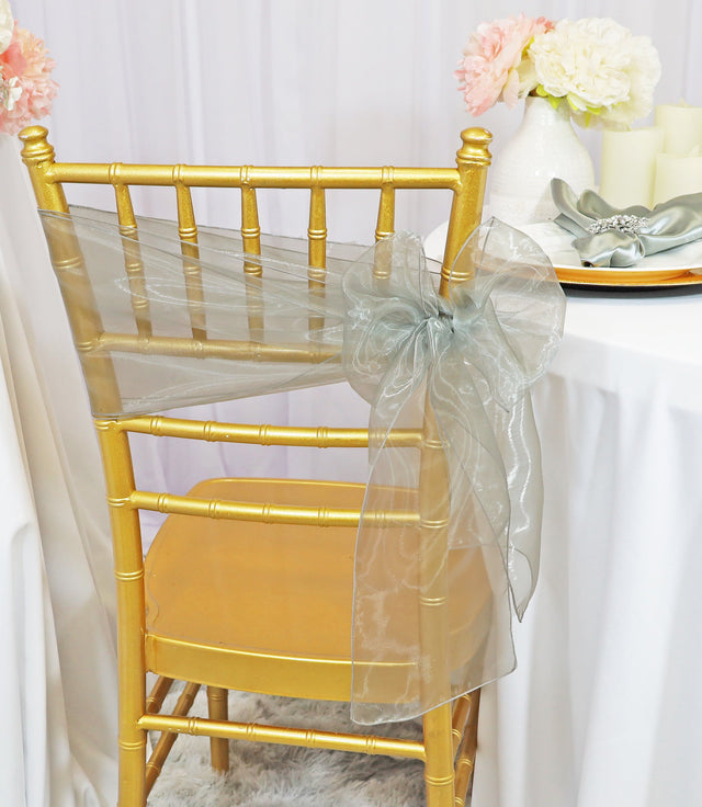 Organza Chair Sash Sample 8x108 Silver