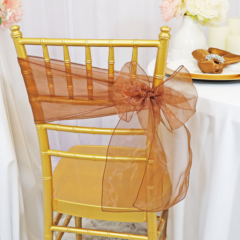 Organza Chair Sash Sample Copper 8x108