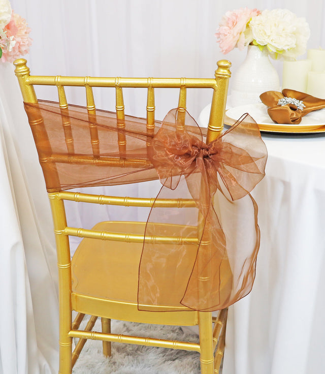 Organza Chair Sashes Copper 8x108