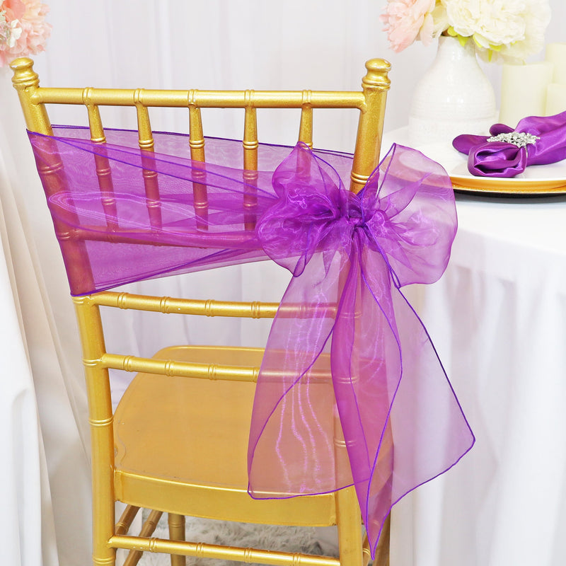 Organza Chair Sash Purple 8x108