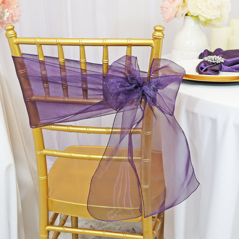 Organza Chair Sash Sample 8x108 Eggplant