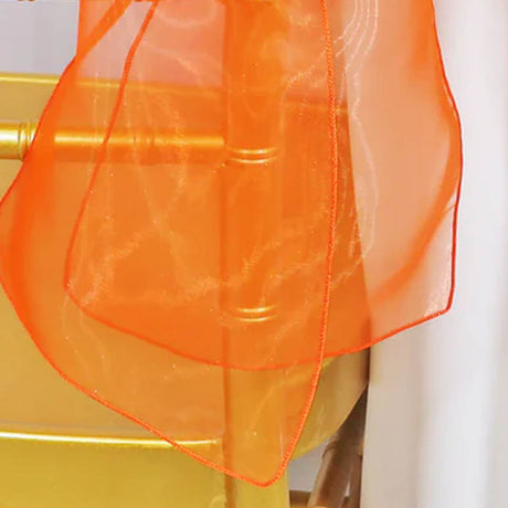 10 Pieces Orange Organza Chair Sashes 8"x108" Sheer Elegant Event Accent