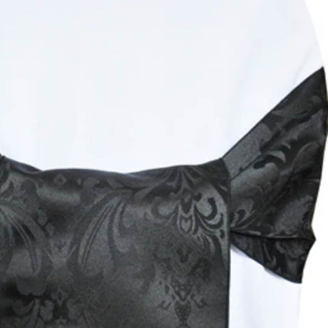 10 Pieces Elegant Black Floral Damask Jacquard Chair Sashes 7.5 x 108 Inches