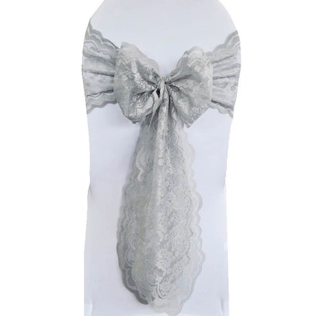 10 Pieces Silver Caspari Lace Chair Sashes for Sophisticated Event Decor 9x108 Inches