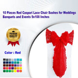 10 Pieces Red Caspari Lace Chair Sashes for Weddings Banquets and Events 9x108 Inches