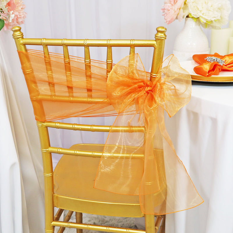 Organza Chair Sash Sample 8x108 Tangerine