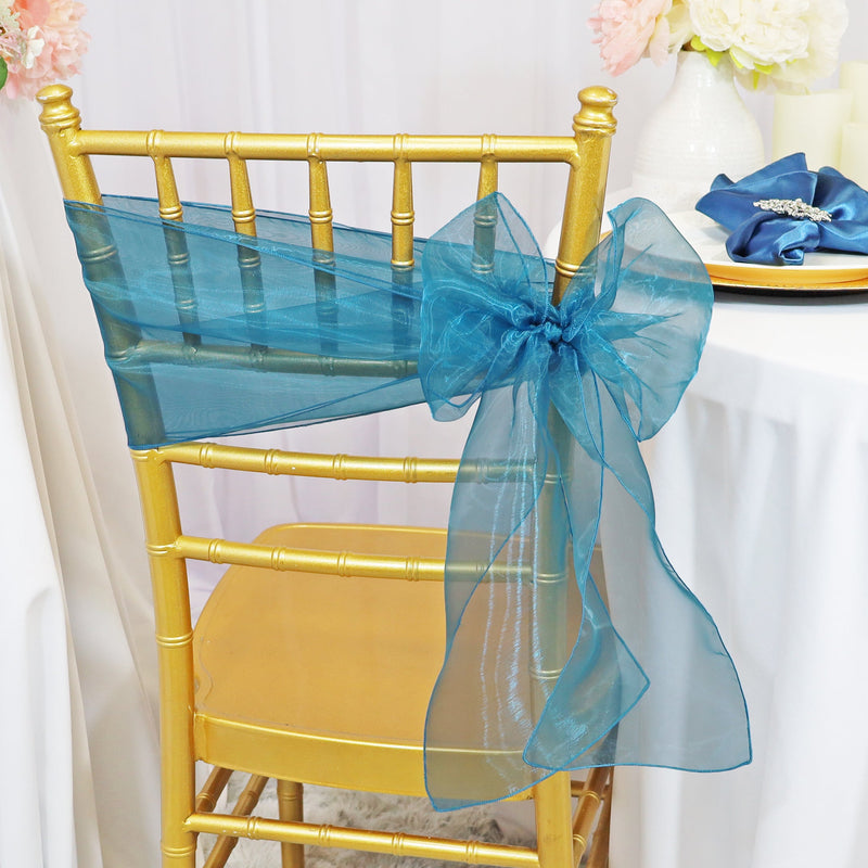 Organza Chair Sash Sample 8x108 Peacock