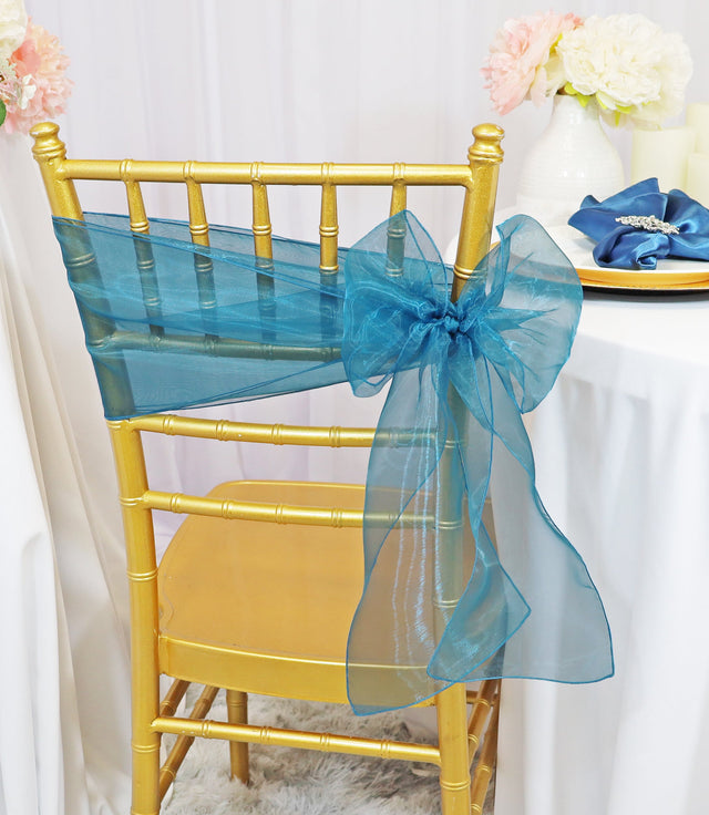 Organza Chair Sash Sample 8x108 Peacock