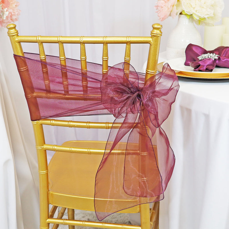 Organza Chair Sash Sample Plum 8x108