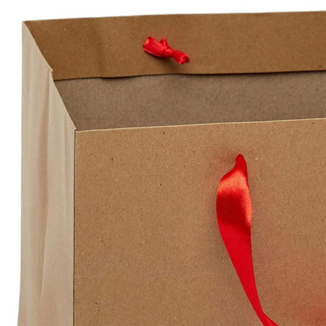 Large Kraft Euro Tote 16" x 6" x 12" Satin Ribbon Handles