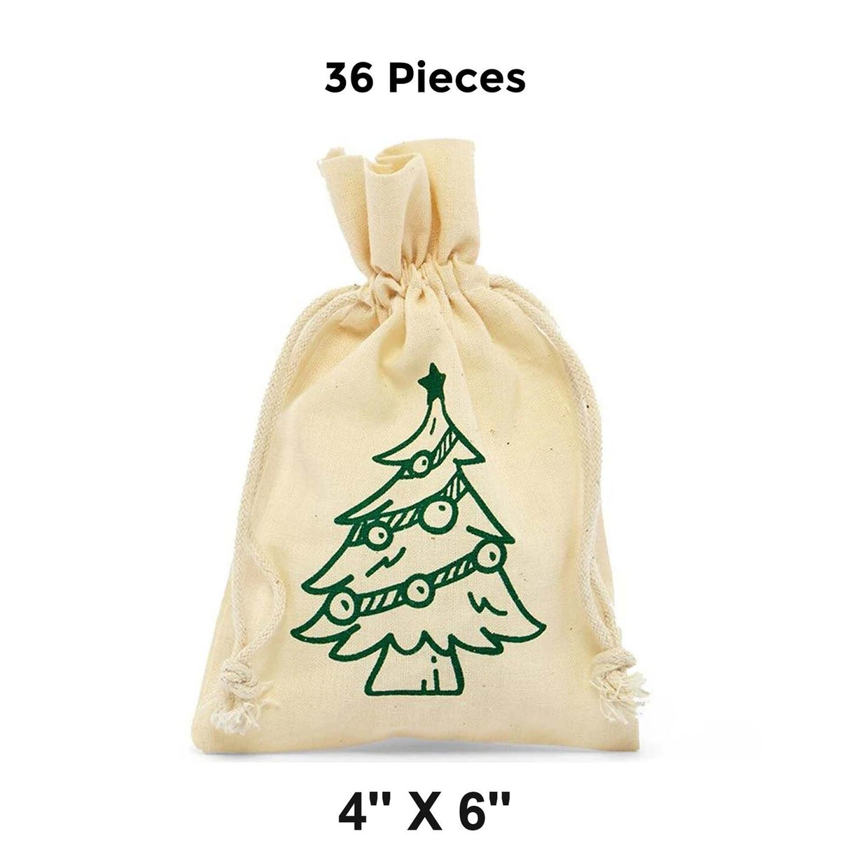 Christmas Tree Cheerful Holiday Muslin Bag 4" x 6"