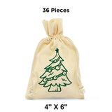 Christmas Tree Cheerful Holiday Muslin Bag 4" x 6"