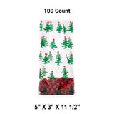 5” x 3” x 11.5” Holiday Cello Bags with Festive Patterns