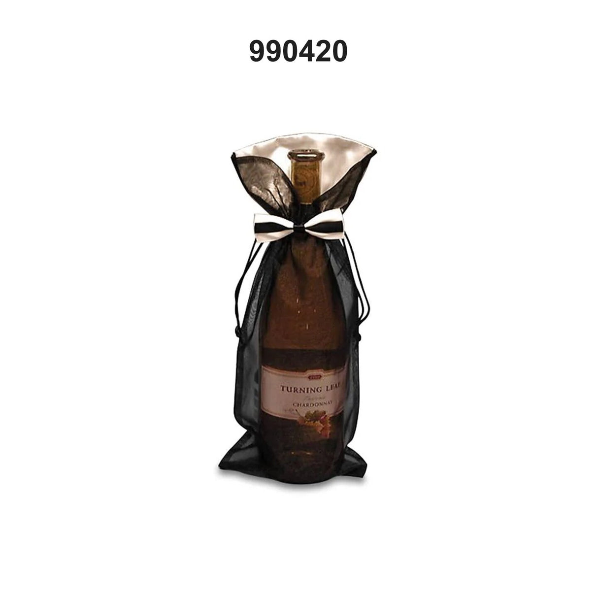 Stylish Bow Tie Organza Wine Bag 6" x 14"