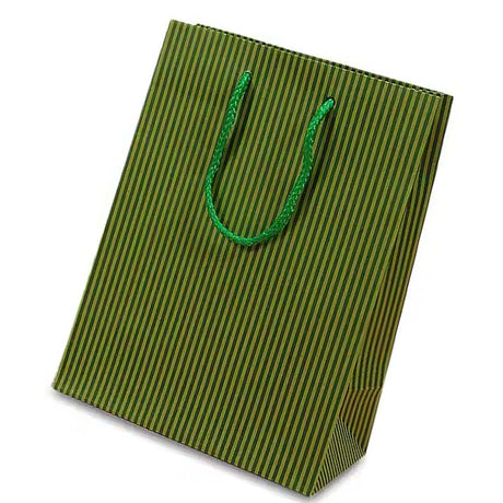 Wide Pinstripe Paper Euro Totes 13'' X 5'' X 10'' Sturdy