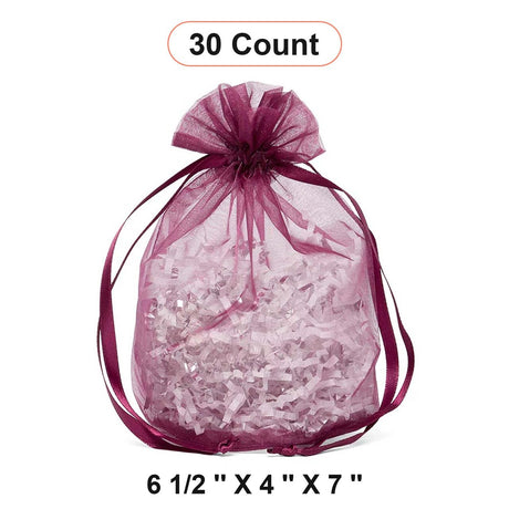 Wide Round Flat Bottom Organza Bags 6 1/2'' x 4'' x 7'' for Gift Bags