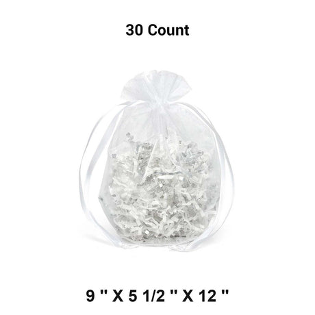 Wide Round Flat Bottom Organza Bags 9'' x 5 1/2'' x 12'' for Favors
