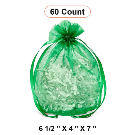 Wide Round Flat Bottom Organza Bags 6 1/2'' x 4'' x 7'' for Gift Packaging