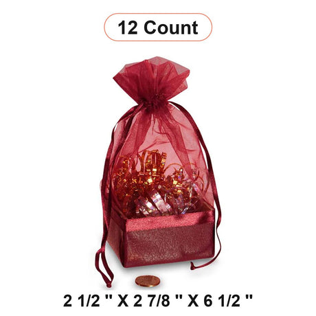 Box On The Bottom Organza Bags 2 1/2'' x 2 7/8'' x 6 1/2'' Party