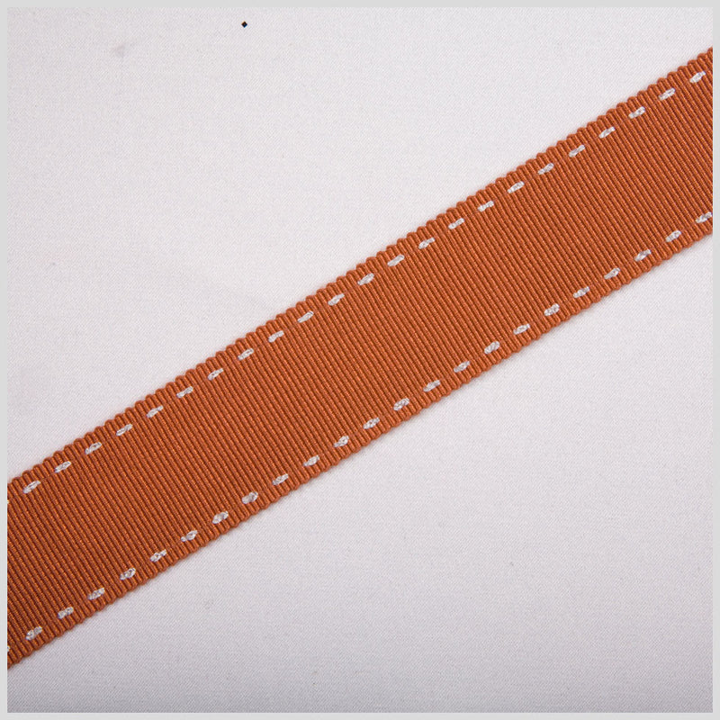 7/8" Rust Stitched Grosgrain Ribbon