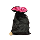 Black/Hot Pink Satin Lined Velvet Pouches 5'' X 8''