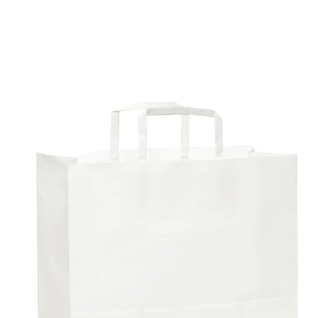 White Paper Bags with Flat Handles 12" x 7" x 12"