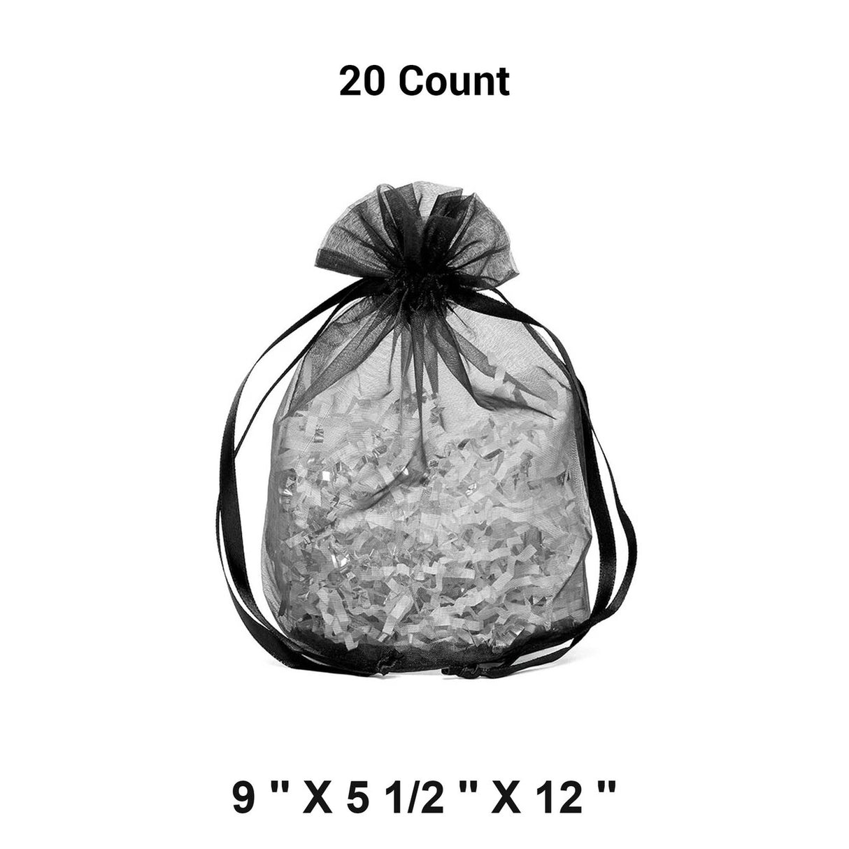 Wide Round Flat Bottom Organza Bags 9'' x 5 1/2'' x 12'' for Gifts