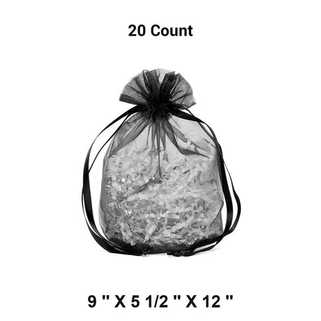 Wide Round Flat Bottom Organza Bags 9'' x 5 1/2'' x 12'' for Gifts