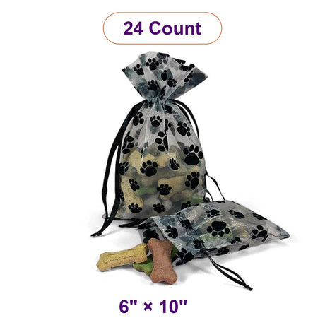 Paw Print Organza Bags 6 '' x 10 '' 12 EACH / PACKAGE