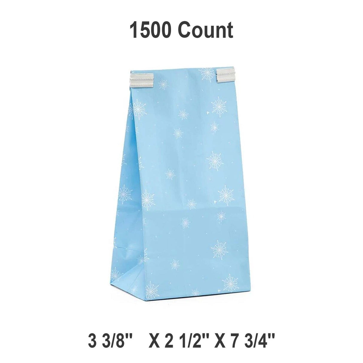 3 3/8” x 2 1/2” x 7 3/4” Snowflake Tin Tie Bags for Holiday Gifts