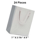 Metallic Dots Euro Totes with Ribbon Handles 7''x 3 7/8 ''x 9''  White / Silver - 12 each / package